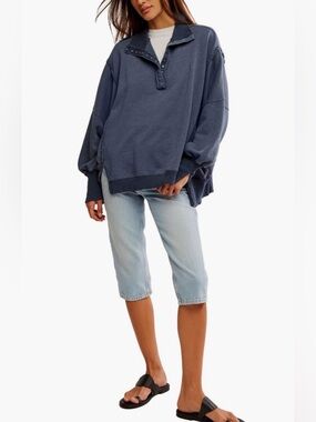▪️NWT Free People Camden Henley Sweatshirt in Navy-M